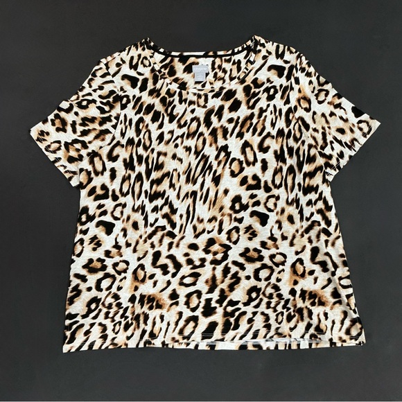 Chico's Tops - Chicos 2P Short Sleeve Top US Womens Petite L LP Cheetah Animal Print T Shirt